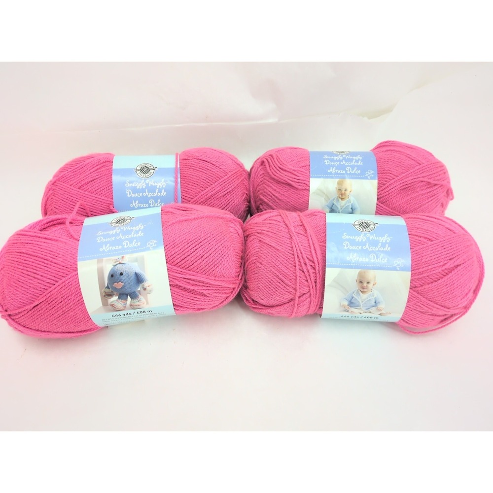 New 4 Skeins Loops & Threads Candy Pink Snuggly Wuggly Yarn 446 Yd Light 3